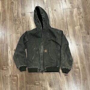 Carhartt Sandstone Jacket Quilt Lined Youth‎ XL (14/16) YYJ130 MOS Moss Green